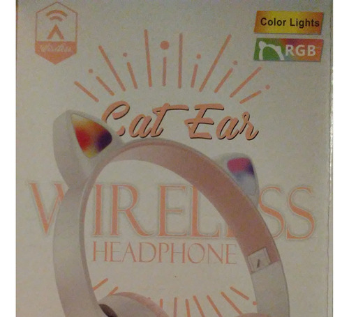 Audífonos Oreja De Gato Bluetooth 5.0 Led Diadema Rosa Mp3 Color Gris Color de la luz Neon