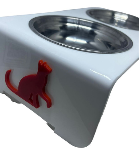 Comedouro Duplo Elevado Com Tigela De Inox P Cão / Gato