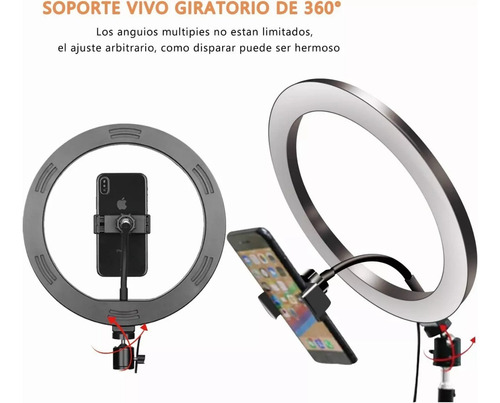 Moreka Aro De Luz 12 (32cm) Pulgadas De Iluminacion Usb Con Soporte Celula 3 Tonos Luz Blanca, Luz Cálida Y Luz Natural Rotación 360º Inclinación 180º Luz Blanco Neutro Color Negro