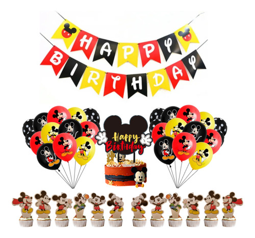 Set Cotillón Cumpleaños Mickey Mouse Fiesta 