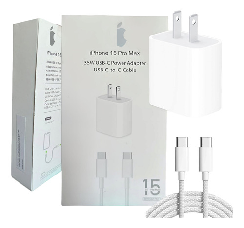 Cargador Para iPhone 15 Plus X Xr  Pro Original Cubo Y Cable