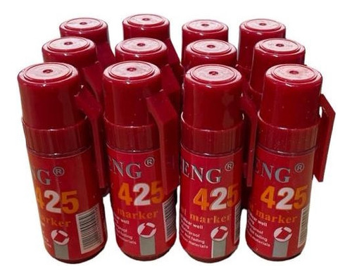 Pack De 12 Plumón Marcador Rojo Punta Biselada