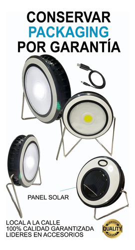 Lampara Led Solar Portátil Usb Recargable Para Camping