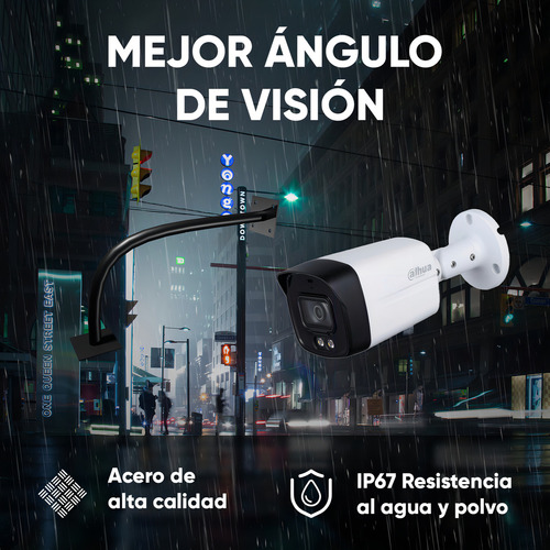 Dahua Cámara Bullet Hfw1209tlmn-plus-apolo-c Con Brazo Metálico Y Letrero Disuasivo Full Color De 2 Mp 1080p 2.8mm 108 Grados De Apertura Microfono Integrado Led 40mts Dwdr Ip67 Hfw1209tlmn Metalica