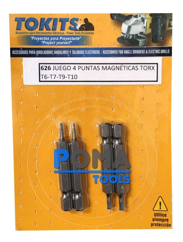 Juego 4 Puntas Torx T6-t7-t8-t9 Magneticas Atornillador Tks