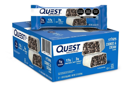 Quest Hero Crispy Barra De Proteína Sabor Galletas Con Crema