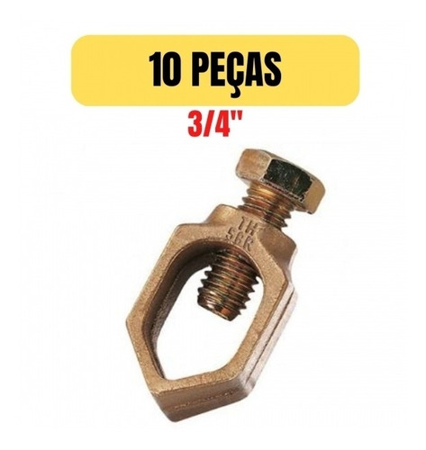 Kit 10 Conector Grampo Para Aterramento Haste Th 3/4 Intelli