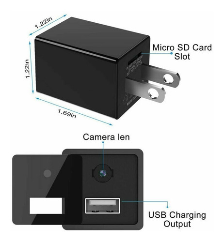 Mini Camara Espia Cargador Wifi Ip Hd 1080p