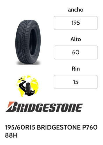 195 60 R15 Llanta Direccional Bridgestone Potenza 760 195/60