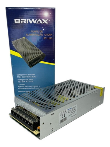 Fonte Chaveada 20a 12v 240w Bivolt Som Automotivo Led Briwax