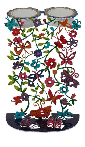 Candelabro Cortado Laser Pintado Mano Diseño Mariposa