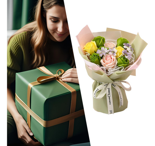 Ramo De Flores De Jabón, Regalo Del Día De La Madre, Verde