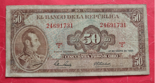 Billete Cincuenta Pesos Pesos Colombia