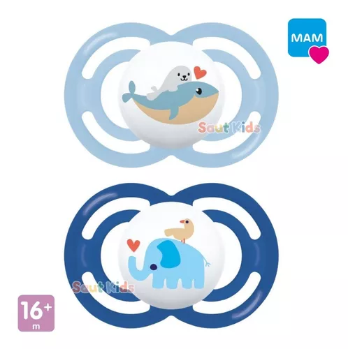 Chupete Mam Perfect Silicone de más de 16 meses, doble empaque, color azul,  período de edad de 16 meses o más