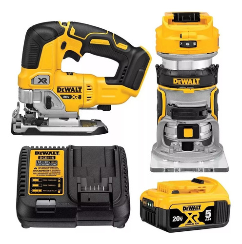 Combo Caladora + Fresadora Inalámbrica 20 V Dewalt