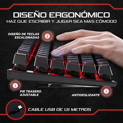 Imagen 4 de 8 de Teclado Gamer Melon Virgo 300 Rgb Qwerty Español