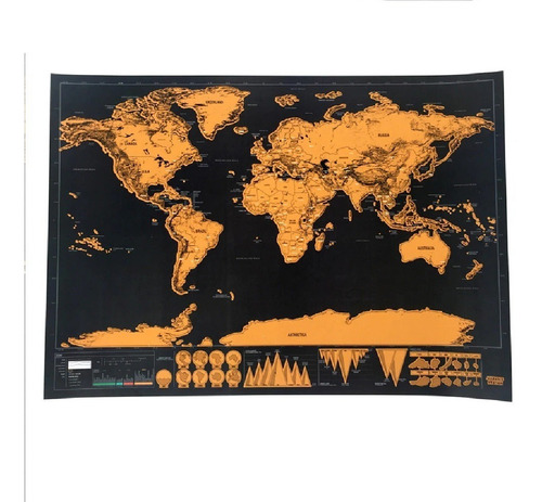 Imagem 2 de 9 de Mapa Mundi De Raspar Viagem Mapa Raspadinha 82 X 52cm Quadro