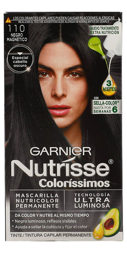 2 Pzs Garnier Tinte Permanente Dama Nutrisse 110 Negro Azul