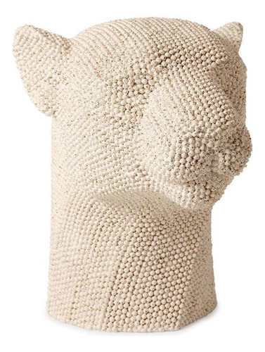 Escultura grande de cabeza de pantera de leopardo de poliresina beige