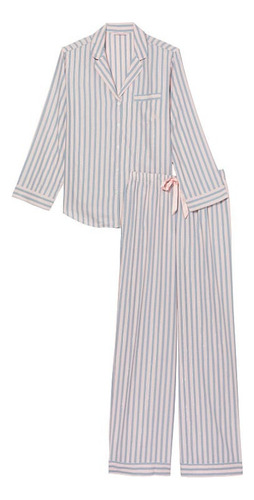 Victoria's Secret Flannel Long Pajama Set Pijama Rayas