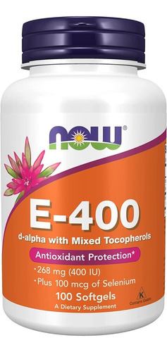 Now Foods Vitamin E-400 - 100 Soft - Unidad a $1879