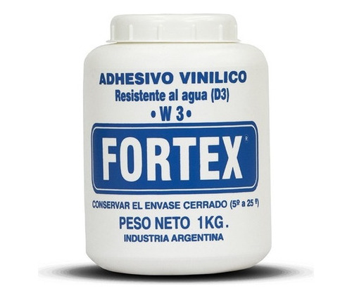 Cola Adhesiva Vinilica W3 Resistente Al Agua 1 Kg Fortex Mm