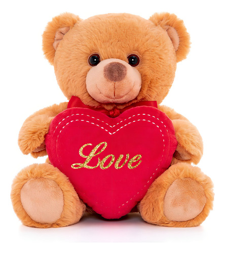 Ursinho de pelúcia lacado com texto em inglês I Love You, Jugu. Cor: Brown Bear