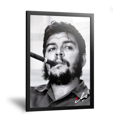 Cuadros Che Guevara Fumando Habano Enmarcado Medida 35x50cm