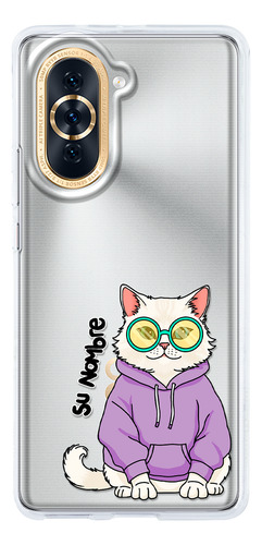 Funda Para Huawei Mujer Gatito Khao Manee Cool Con Tu Nombre