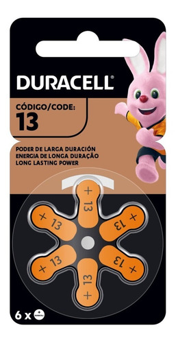 Pila Duracell 13 Pr48 6 Pilas Para Audifonos Sordera Blister