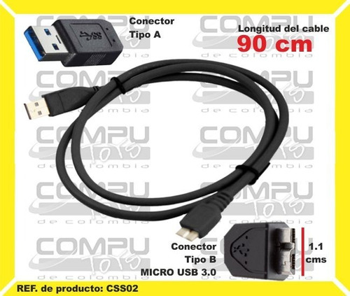 Cable Usb 3.0 Discos Duros 90cm Ref: Css02 Computoys Sas