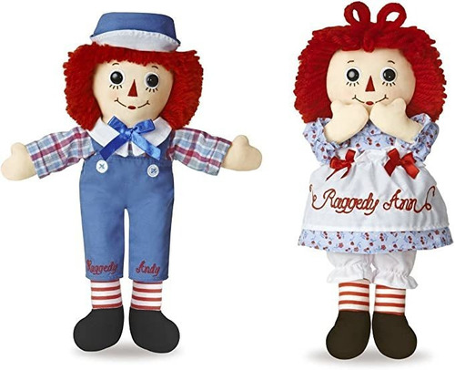 Aurora Bundle Of 2 Dolls - 12'' Raggedy Ann & Raggedy Andy