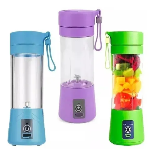 Mini Licuadora Portátil Recargable Usb Vaso De 380 Ml CELESTE