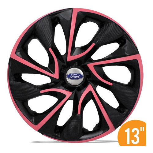 Calota Esportiva 13 Ds4 Pink Rosa Para Ford Ka Fiesta Escort