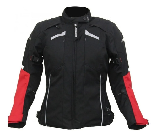 Chaqueta Moto Ls2 Serra Mujer Negro Rojo 