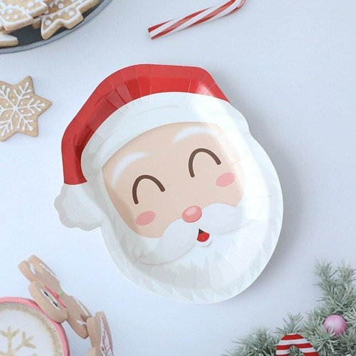 Platos De Papel Navideños Con Renos Navideños De 20 Piezas