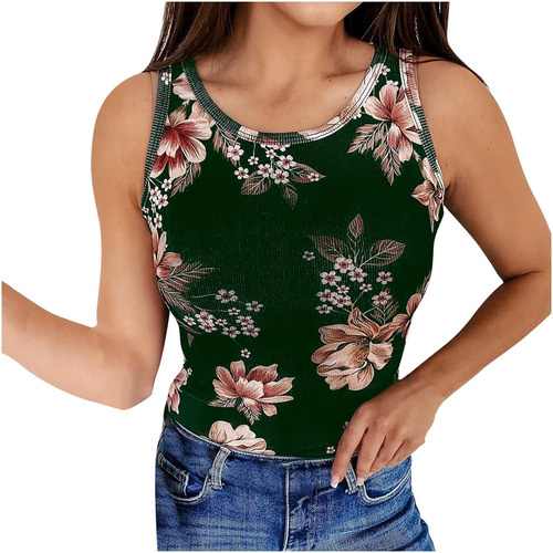 Tank Top For Dama 90 Crop Summer Trend Print Neck Lace