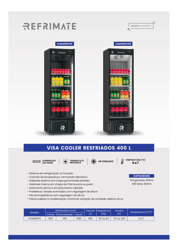 Refrigerador Vertical Porta De Vidro Multiuso Refrimate