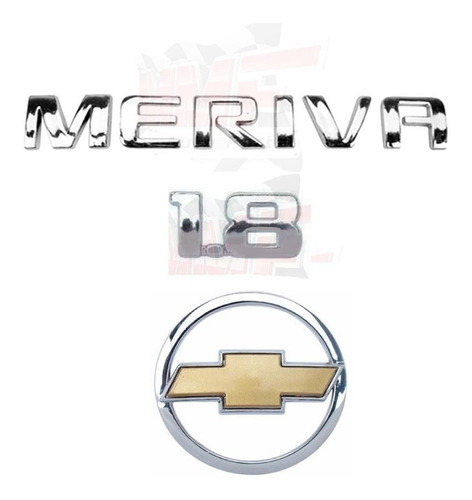 Kit Emblemas Meriva + 1.8 + Gravata Mala Dourada +brinde