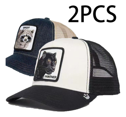 Gorra De Béisbol Con Protección Solar Animal Bordada 2pcs