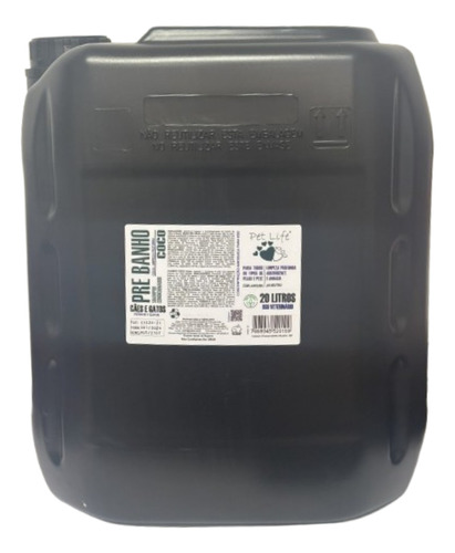 Shampoo Profissional Banho E Tosa Pet Life Coco Galão 20l