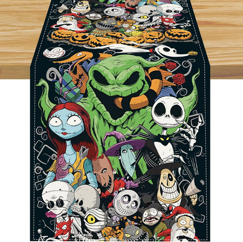 Camino De Mesa Linen Nightmare Before Christmas Para Hall...