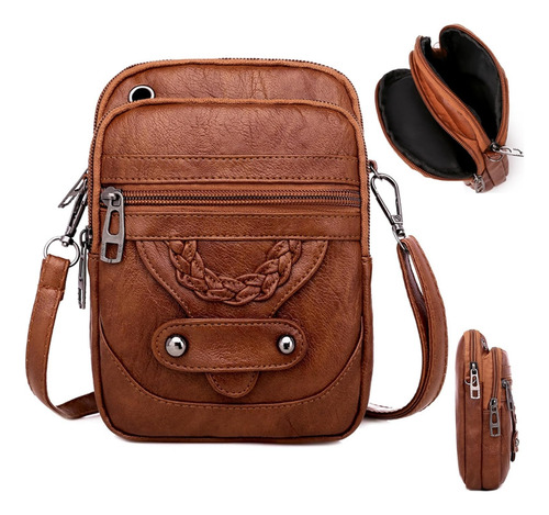 Bolso Multifuncional Impermeable Y Antirrobo Para Moda Mujer Marrón Suave Tirantes Para Los Hombros Marrón