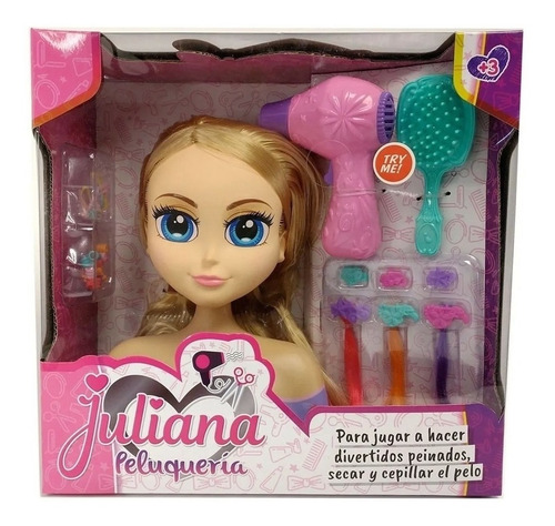 Imagen 3 de 3 de Juliana Peluquería Muñeca Para Peinar Con Accesorios