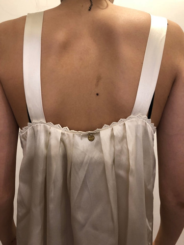 Vestido Beige Allo Martinez 100% Seda Y Bordado Nuevo!