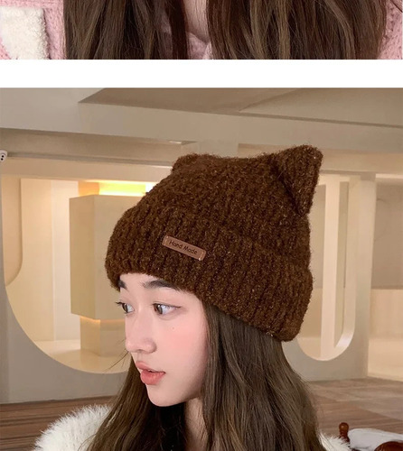 Lindo Gorro De Invierno Con Forma De Orejas De Gato Con Forr