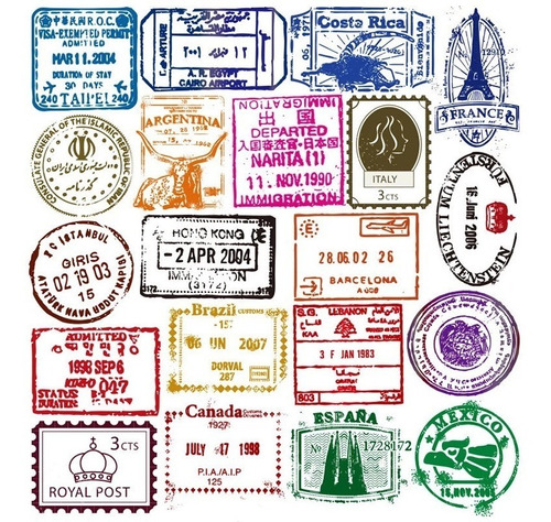 50 Unidades Sticker Calcomania Estampas Paises Viajes Pass