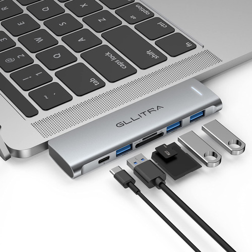 Concentrador Usb C, Gllitra 6 En 2 Usb C Adaptador Para Macb