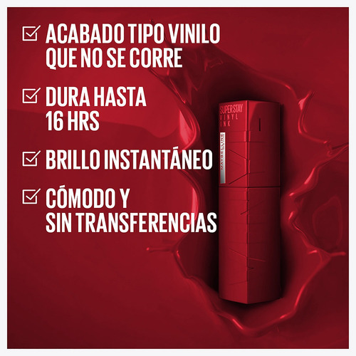 Labial LĂquido Maybelline Superstay Vinyl Ink Color 10 Lippy