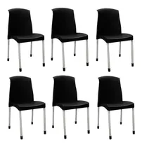 Comprar Sillas de jardín plasticas apilables Más que Sillas Galana Malba color negro pack de 6 unidades